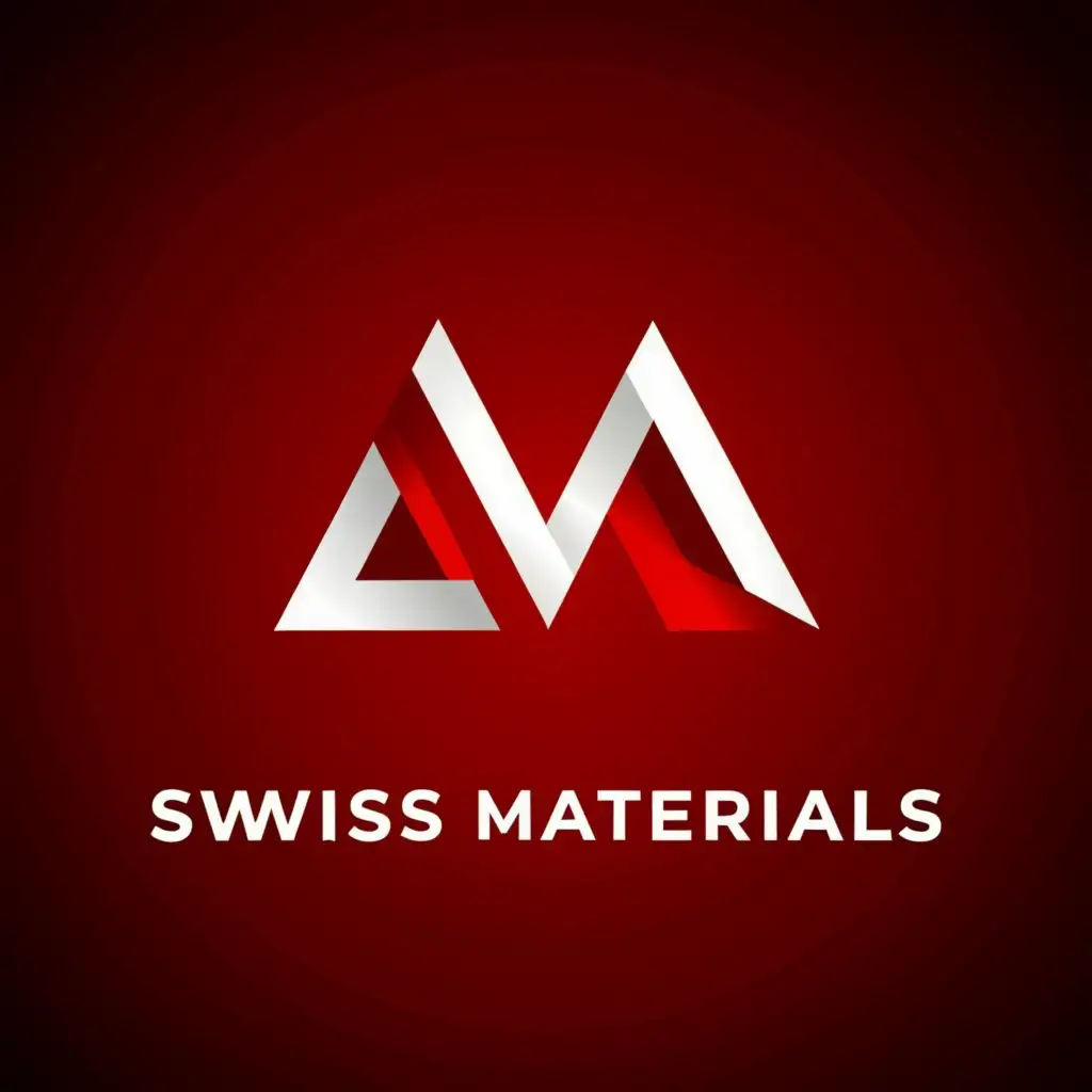 a logo design,with the text "Swiss Materials.", main symbol:Letter m up with letter s down. 
Both letters together to make a 3D pyramid. 
Color is mixed red with white. 
,Moderate,be used in Sports Fitness industry,clear background