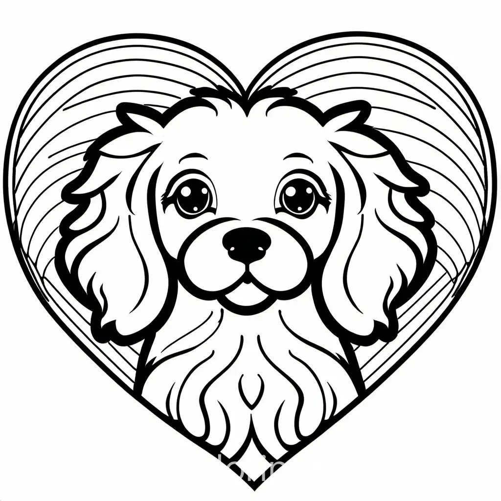 Cavapoo-Dog-Hearts-Named-Rosa-Coloring-Page-Black-and-White-Line-Art-for-Simplicity-and-Ample-White-Space