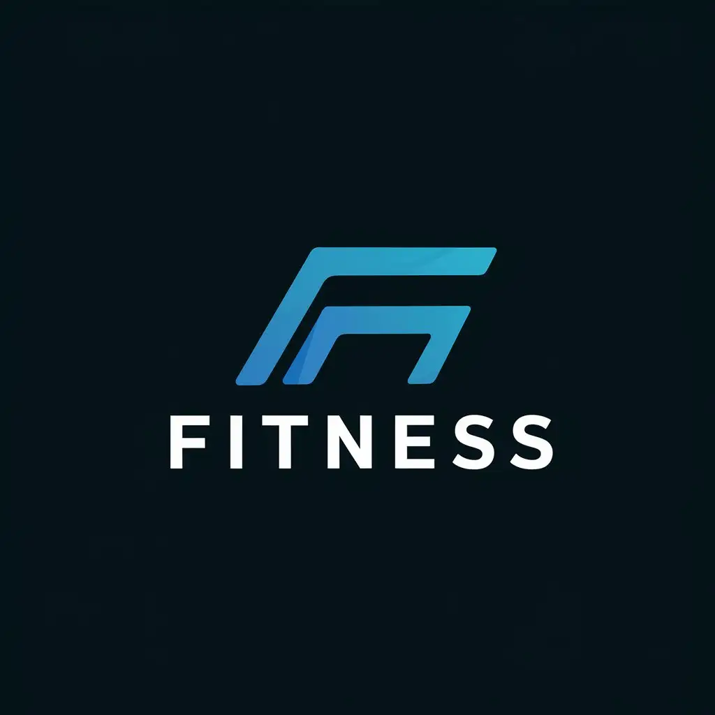 Simple Fitness Logo Design with Blue Accents
