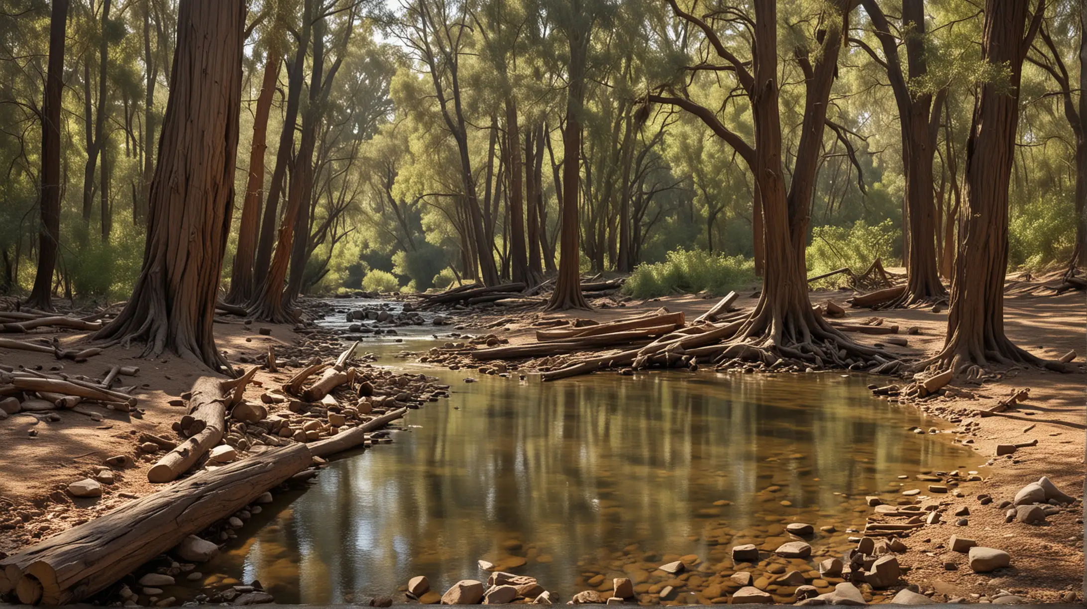 Tranquil Riverside Scene with Southern California Flora in 1781