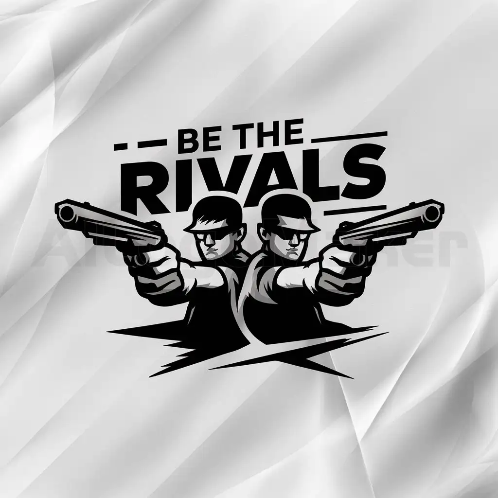 a logo design,with the text "Be the rivals", main symbol:Gun fighters,Moderate,be used in Gaming industry,clear background