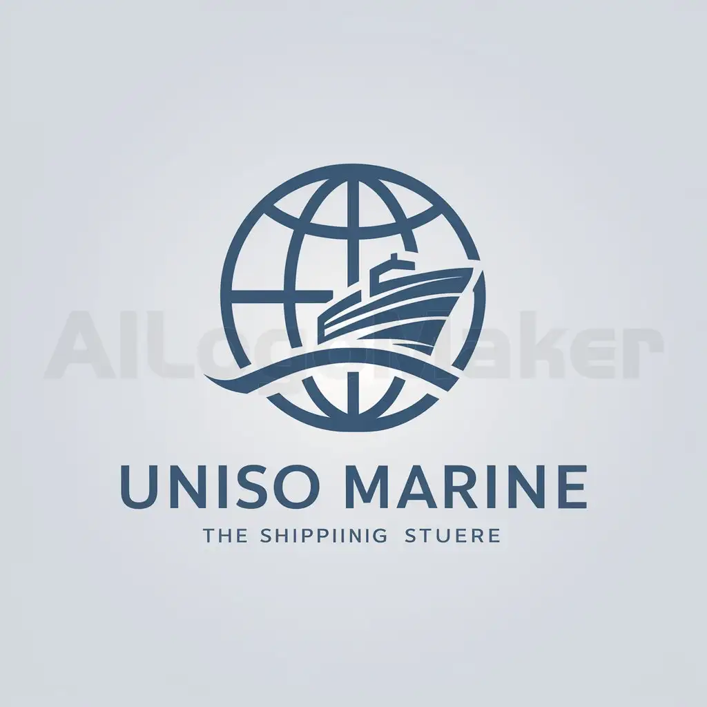 a logo design,with the text "UNISO MARINE", main symbol:Global, ship, light blue,Moderate,be used in shipping industry industry,clear background