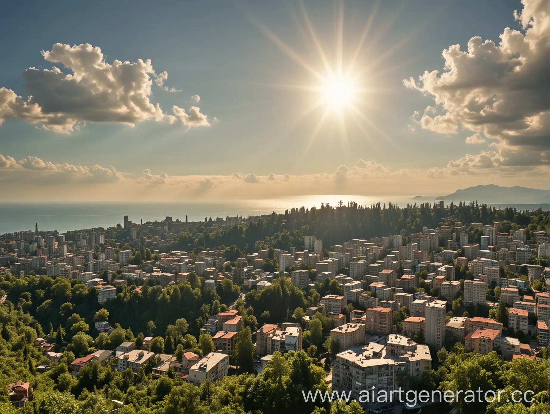 Sunny-Weather-in-Gudauta-Abkhazia-Vibrant-Cityscape-with-Sunbeam-in-Ultra-High-Definition