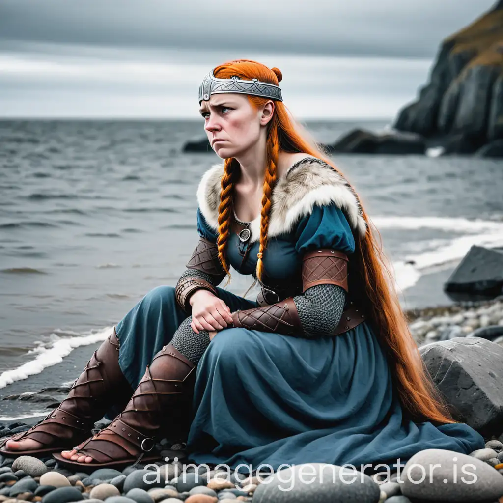 Lonely-Viking-Woman-Contemplating-by-the-Shore