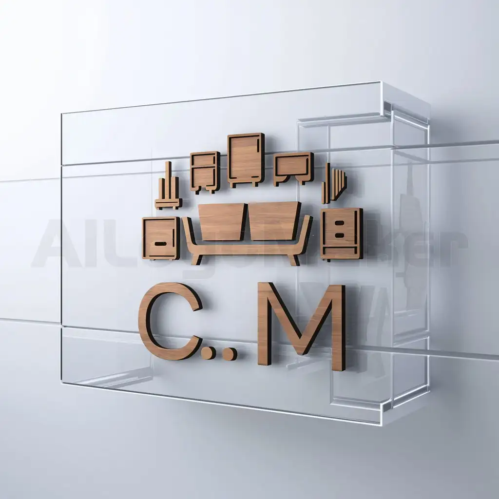 a logo design,with the text "C.M", main symbol:Wooden Furniture & sofas,Minimalistic,clear background