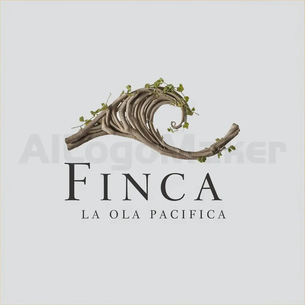 a logo design,with the text "Finca La Ola Pacifica", main symbol:a wave made from natural vine branches,Moderate,clear background