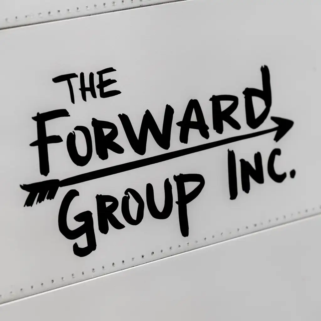 Handwriting The Forward group INC Logo. Forward sign logo. White background, Trucking logo, Readable font