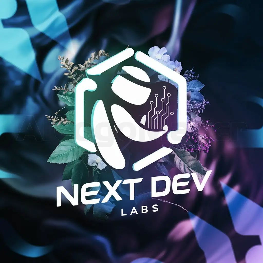 a logo design,with the text "Next Dev Labs", main symbol:make me a logo for my discord server named Next Dev Labs make it futuristic and robotic and realistic and natural and add like real life nature,complex,clear background