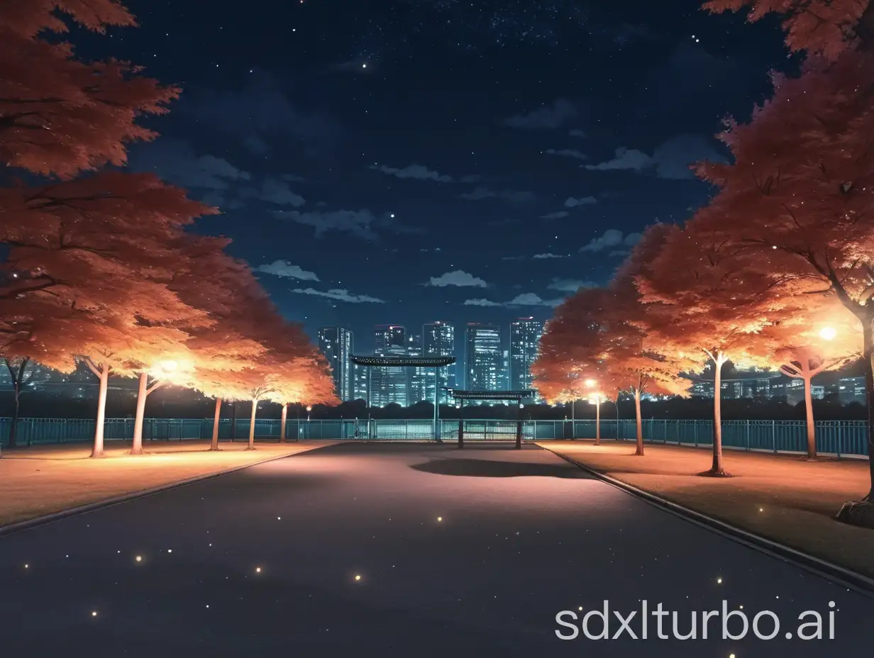 parque de noche estilo anime