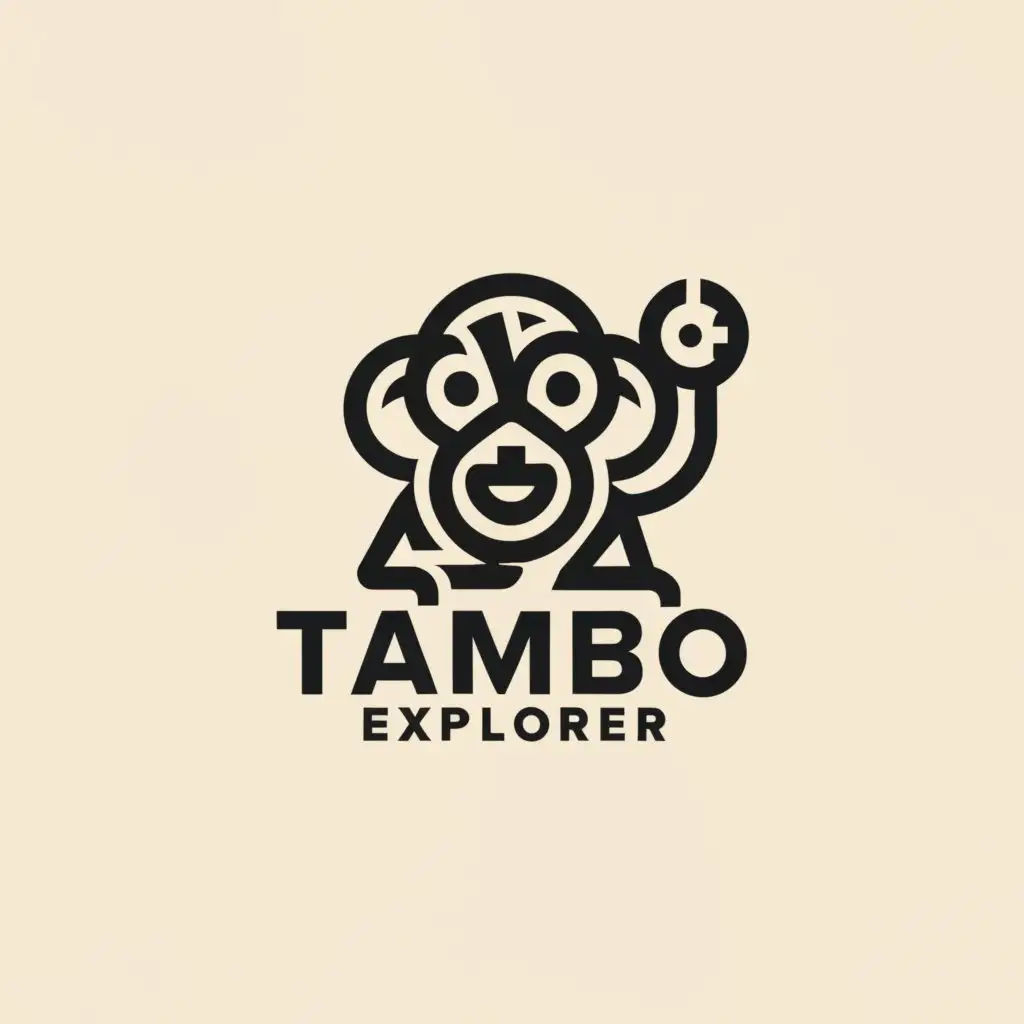 a logo design,with the text "Tambo Explorer", main symbol:monkey,Minimalistic,be used in Travel industry,clear background