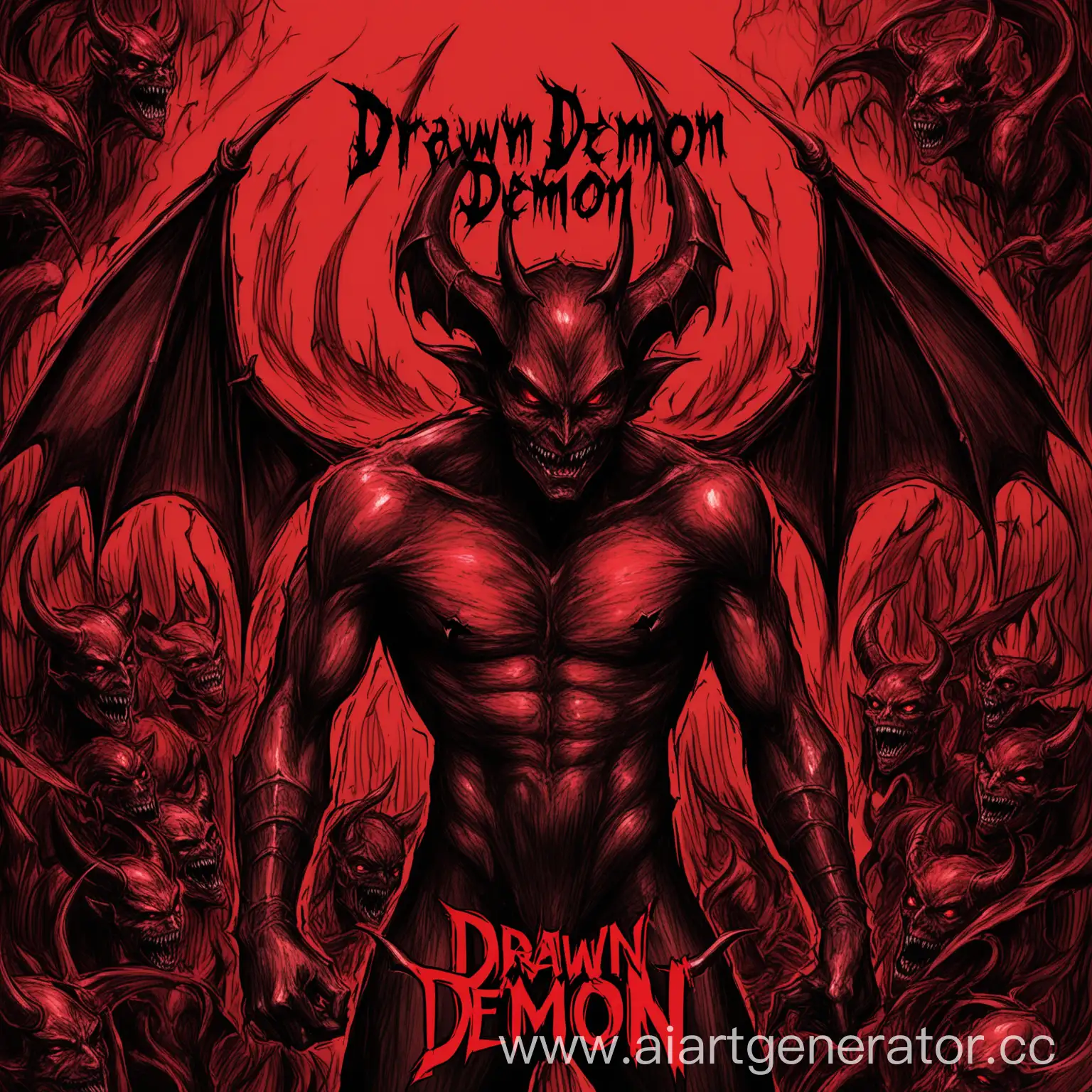 Чёрно-красная обложка нарисованного демона
