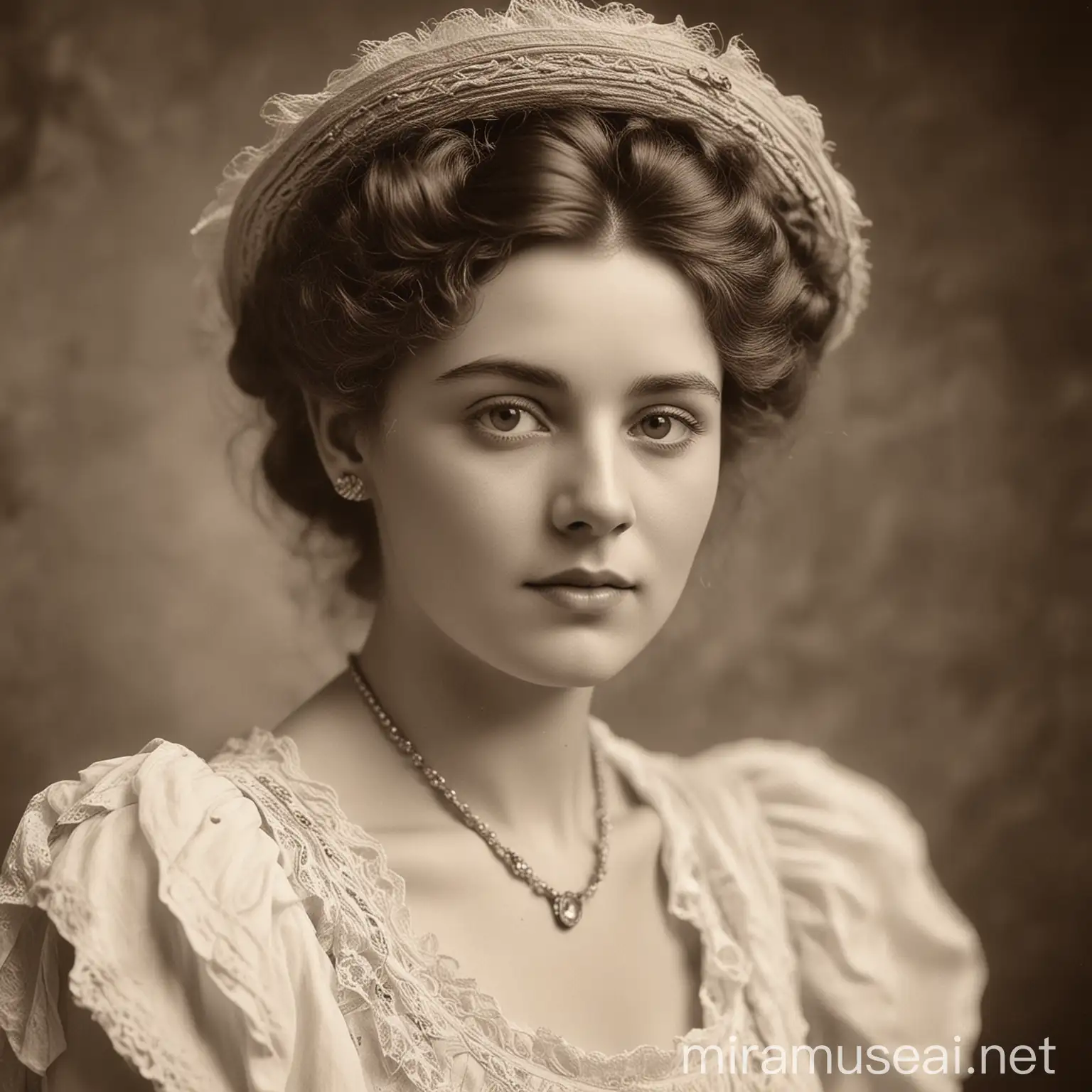 Elegant Edwardian Woman in a Titanic Era Vintage Photograph
