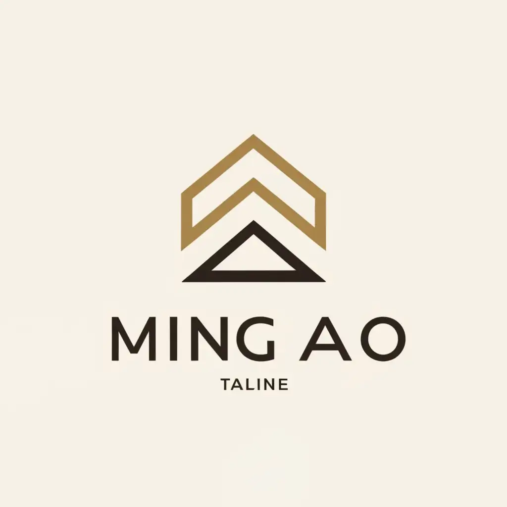 a logo design,with the text "Ming Ao", main symbol:House,Minimalistic,be used in Real Estate industry,clear background