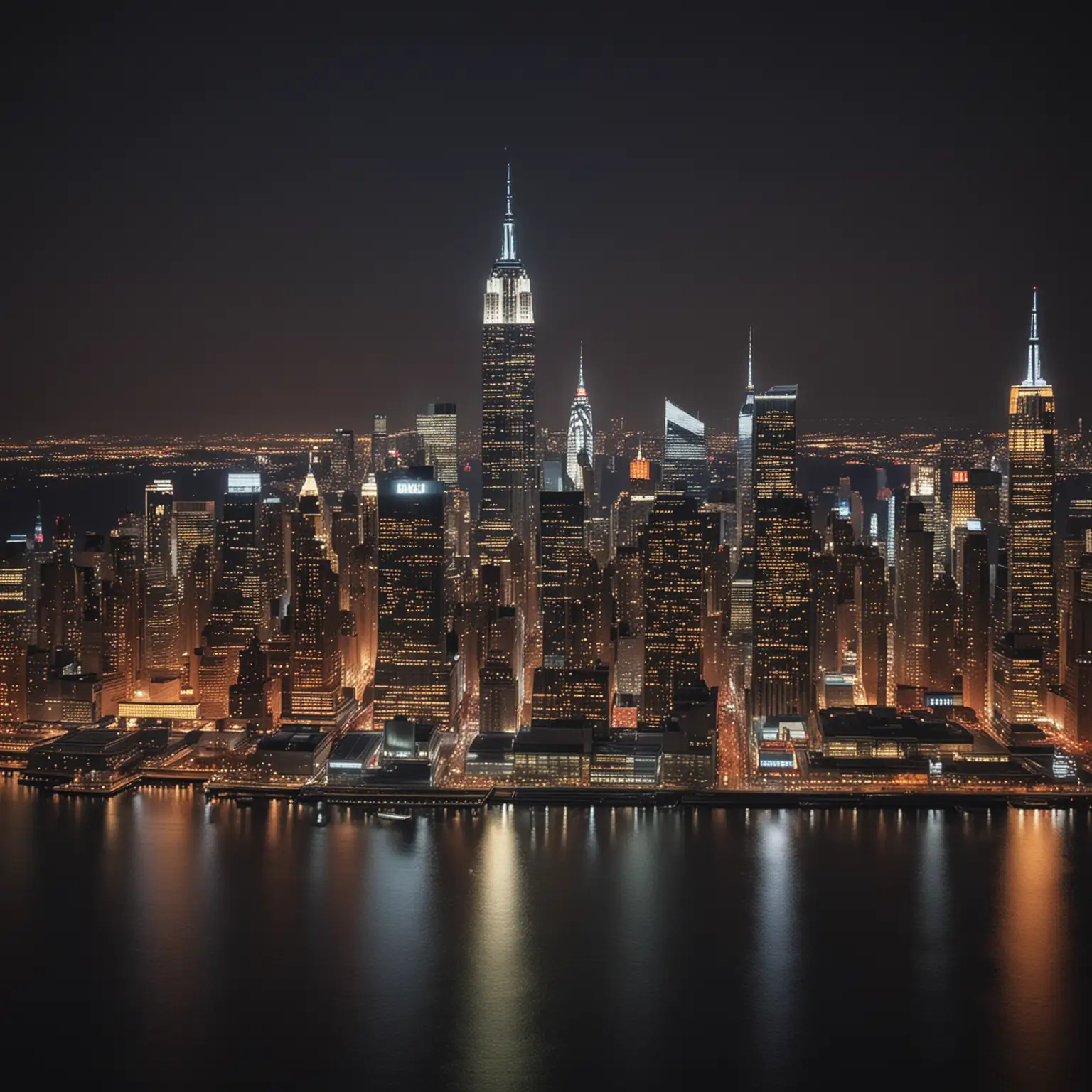 Captivating Night View of New York Citys Iconic Skyscrapers and Landmarks