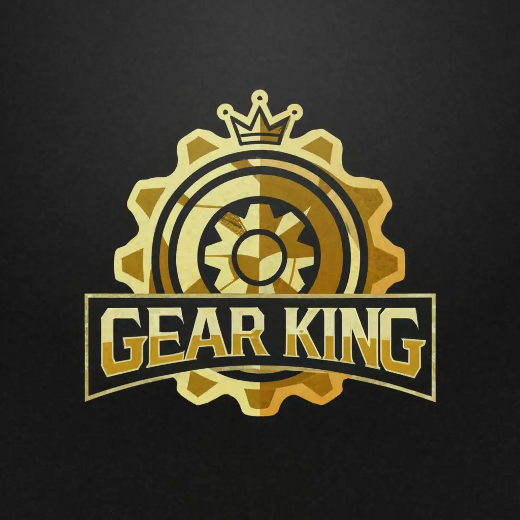 a logo design,with the text 'Gear King', main symbol:gear surrounding King's crown,complex,be used in bodybuilding industry,clear background