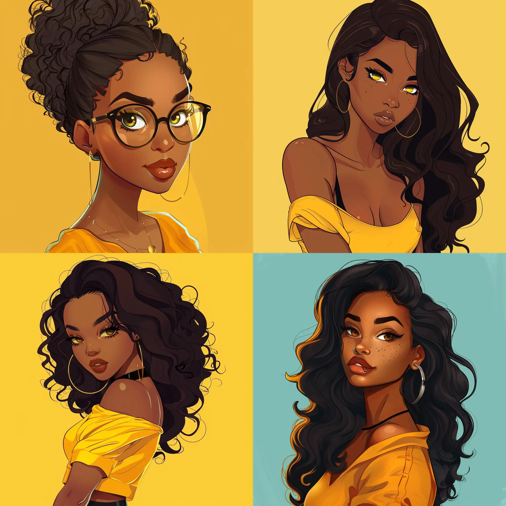 create me a cartoon simpson style  of a beautiful african american woman 

