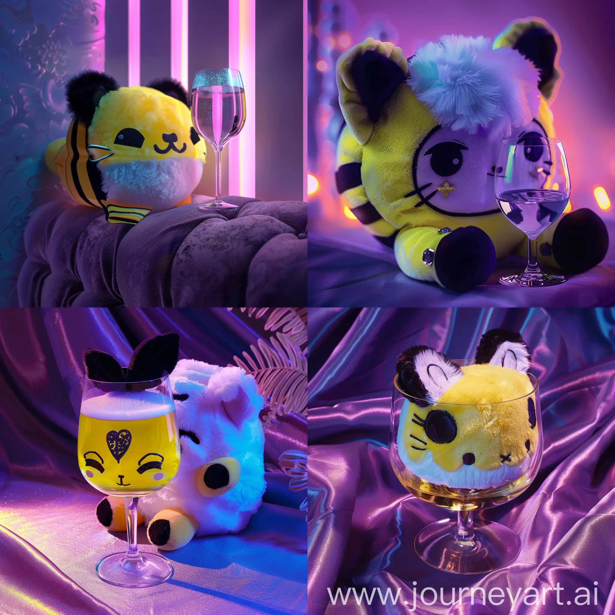 Purple-Synthwave-Aesthetic-with-Plush-and-Wine-Glass