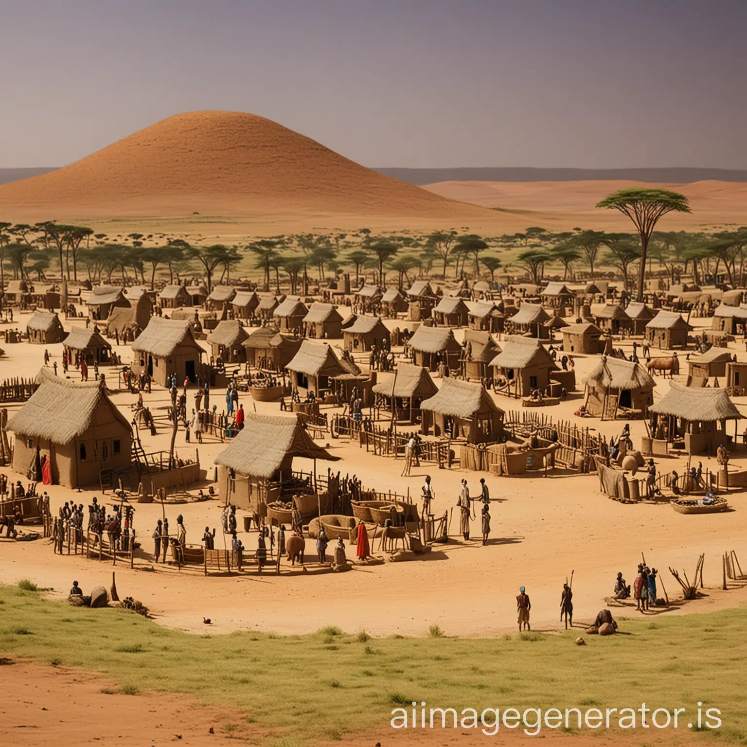 African-Village-Town-Setup-Scene-Traditional-Homes-and-Daily-Life