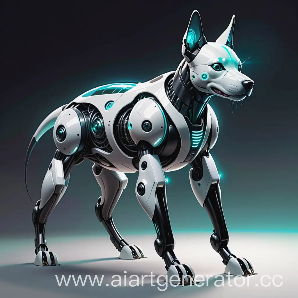 Futuristic alien robot dog drawn in 2D