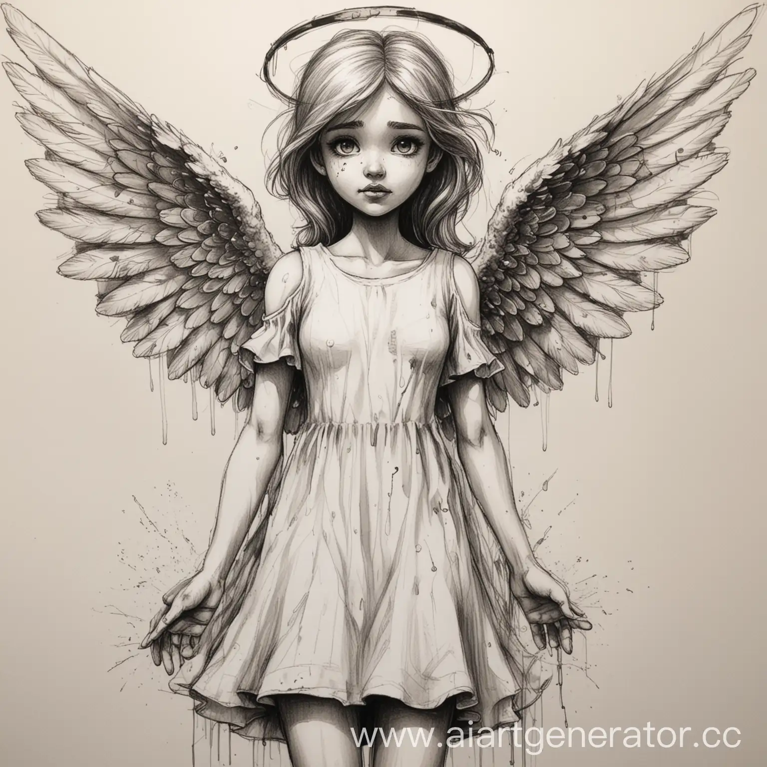 Cartoon-Angel-Hero-Girl-Ink-Disfigurement-and-Broken-Wing
