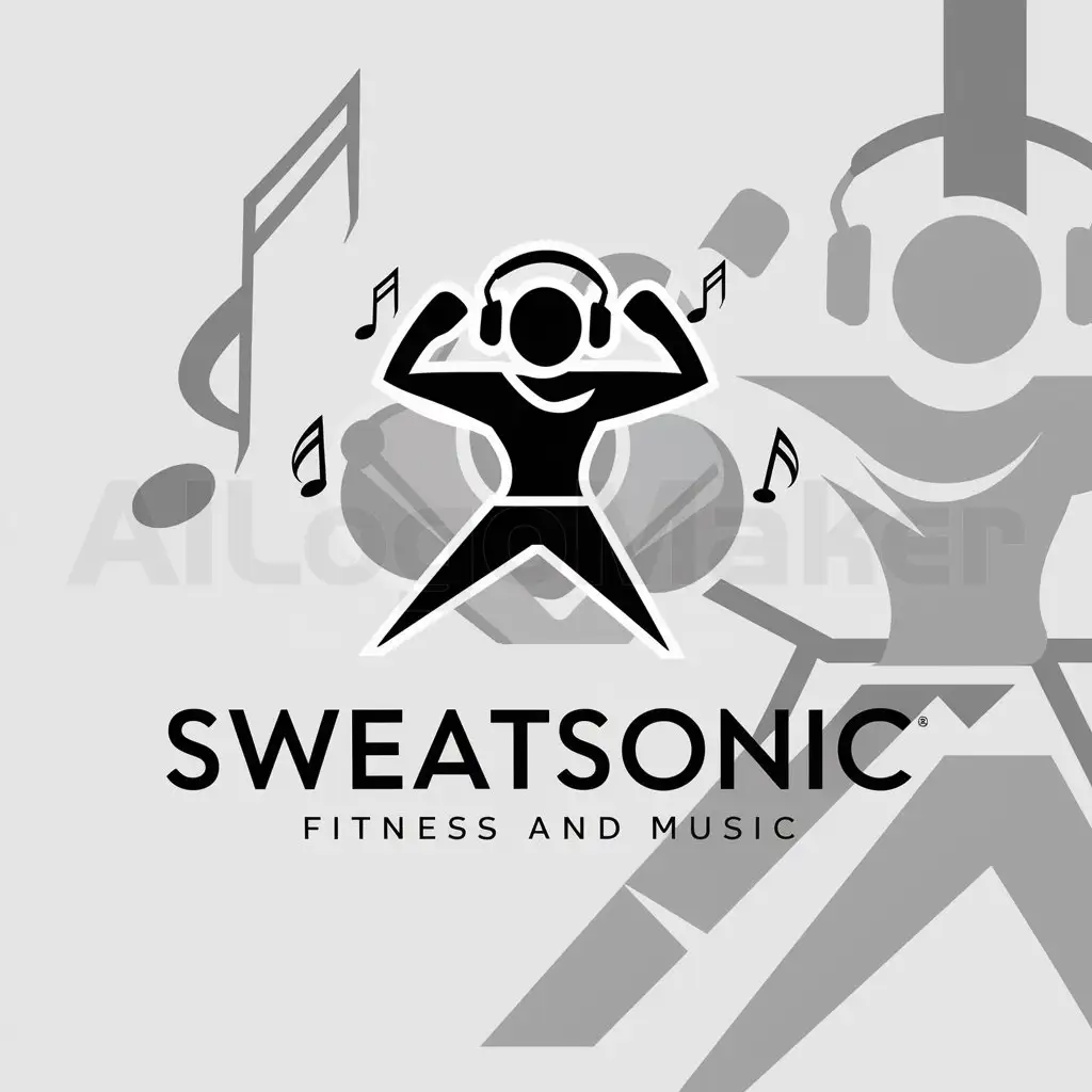 a logo design,with the text "SweatSonic", main symbol:SweatSonic make FITNESS and MUSIC,Moderate,be used in 0 industry,clear background