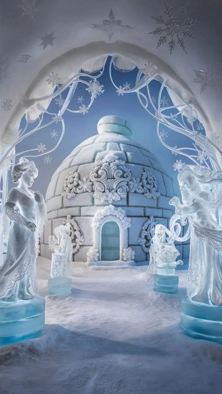 Rococo Igloo Garden Ornate Winter Wonderland Scene
