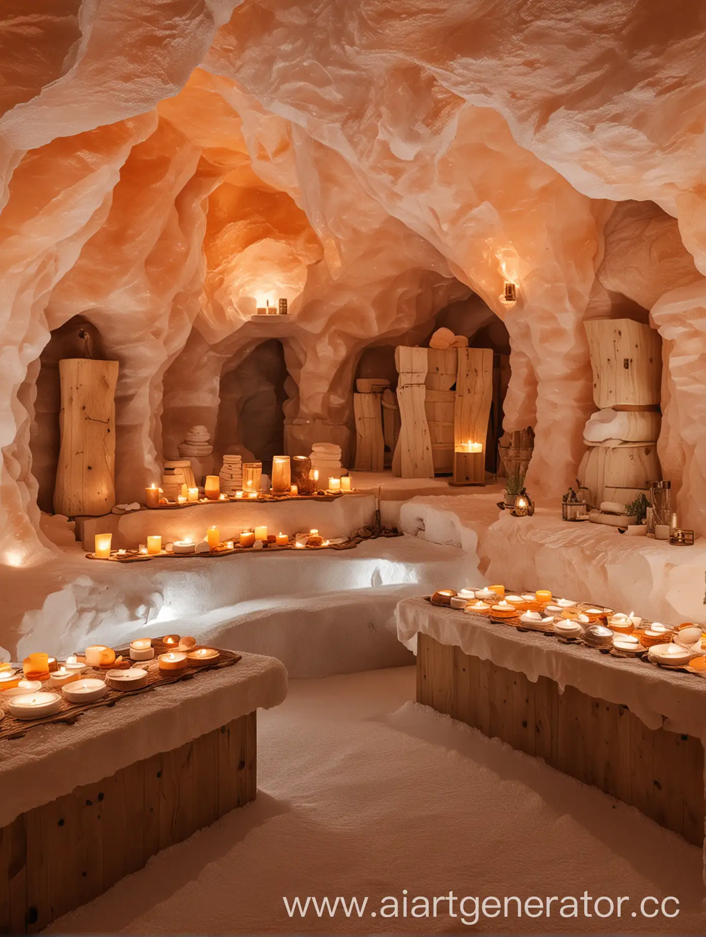 спа центр в солевой пещере, люкс, эстетика,  естественный цвета
