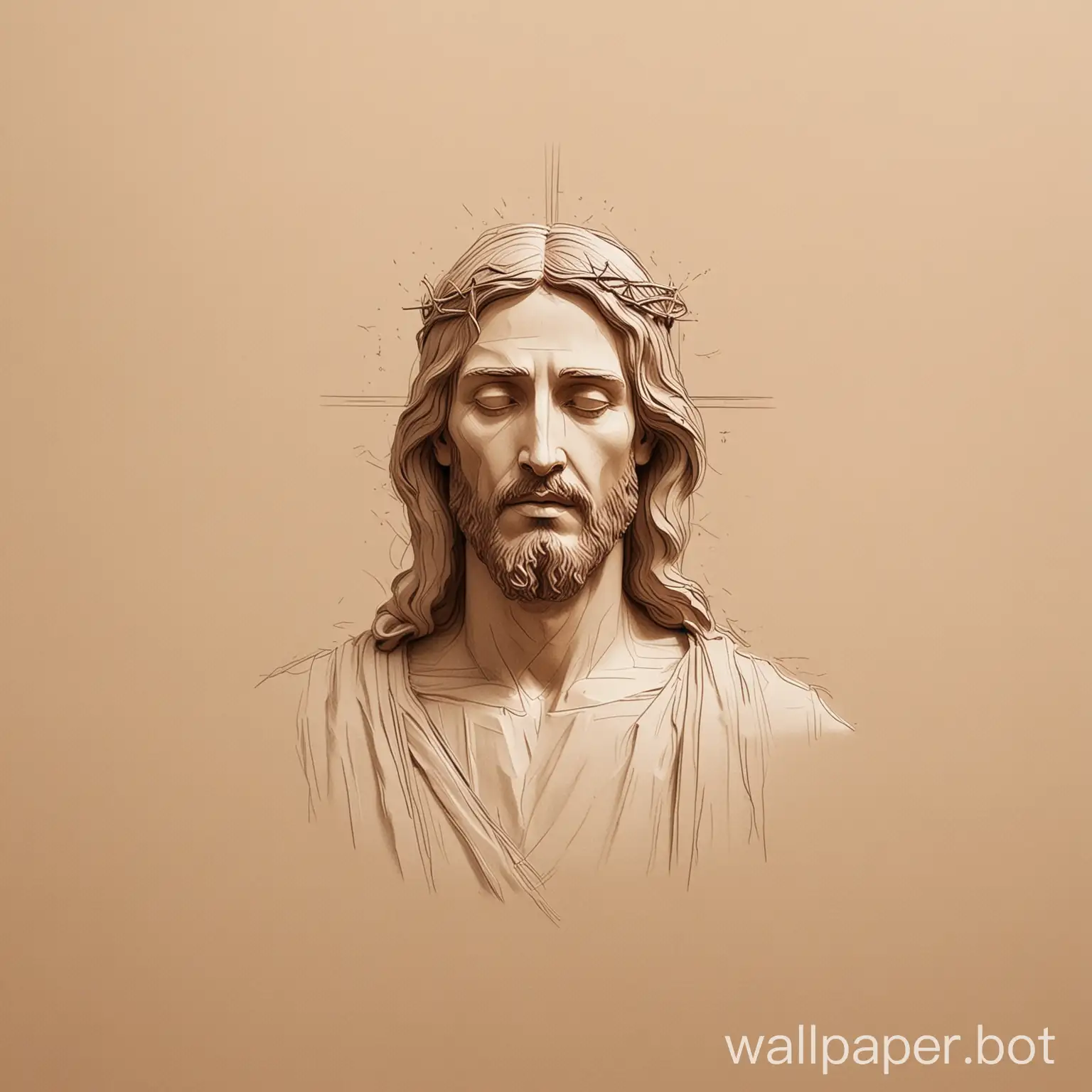 Ultraminimalist-Lineart-Drawing-of-Jesus-Scene-with-TiltShift-Effect