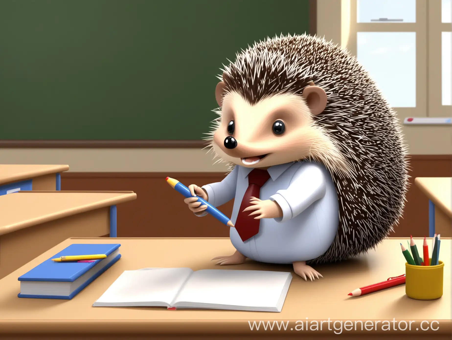Hedgehog-Teacher-Conducting-Classroom-Lesson