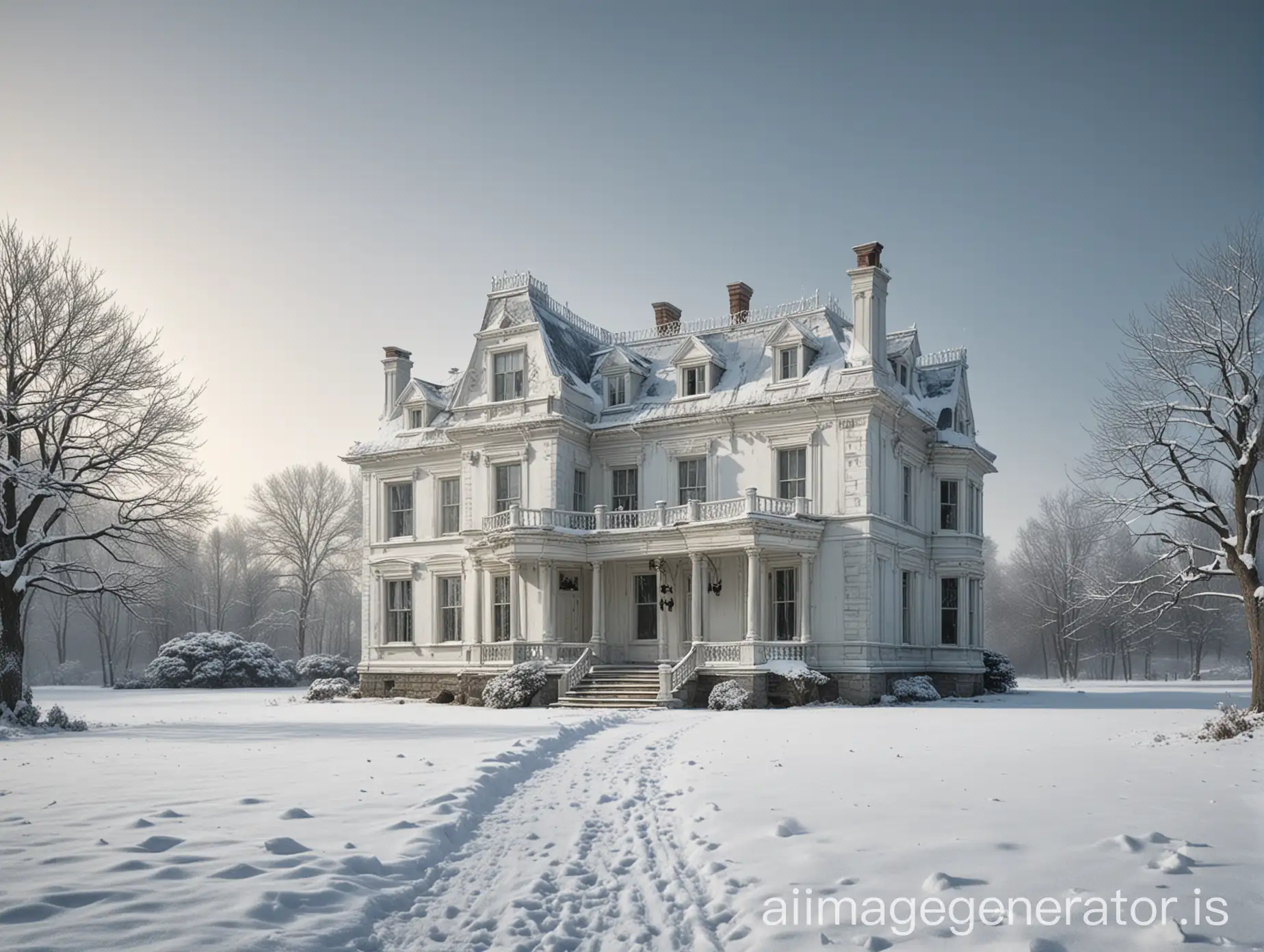 Snowy-White-Manor-Freedom-in-an-Empty-Background-Image