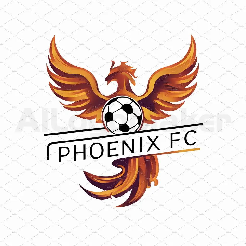 a logo design,with the text "Phoenix Fc", main symbol:Phoenix holding soccer ball,Moderate,be used in Others industry,clear background