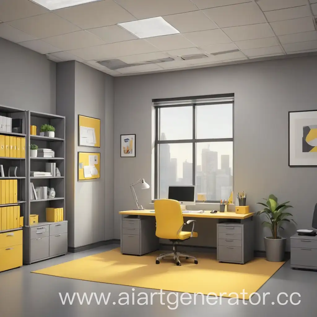 мультяшный фон серо-желтый офис