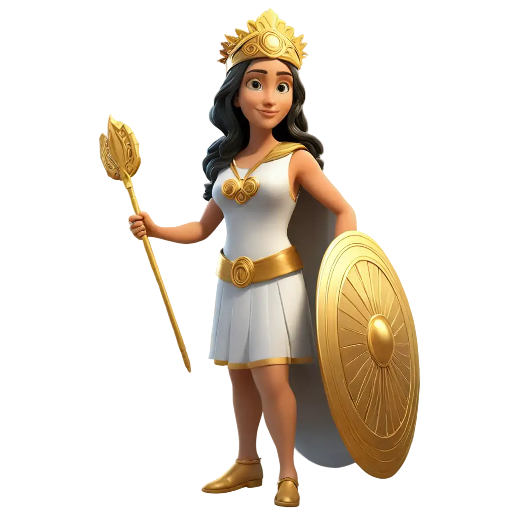 goddess athena, cartoon, 3d, png