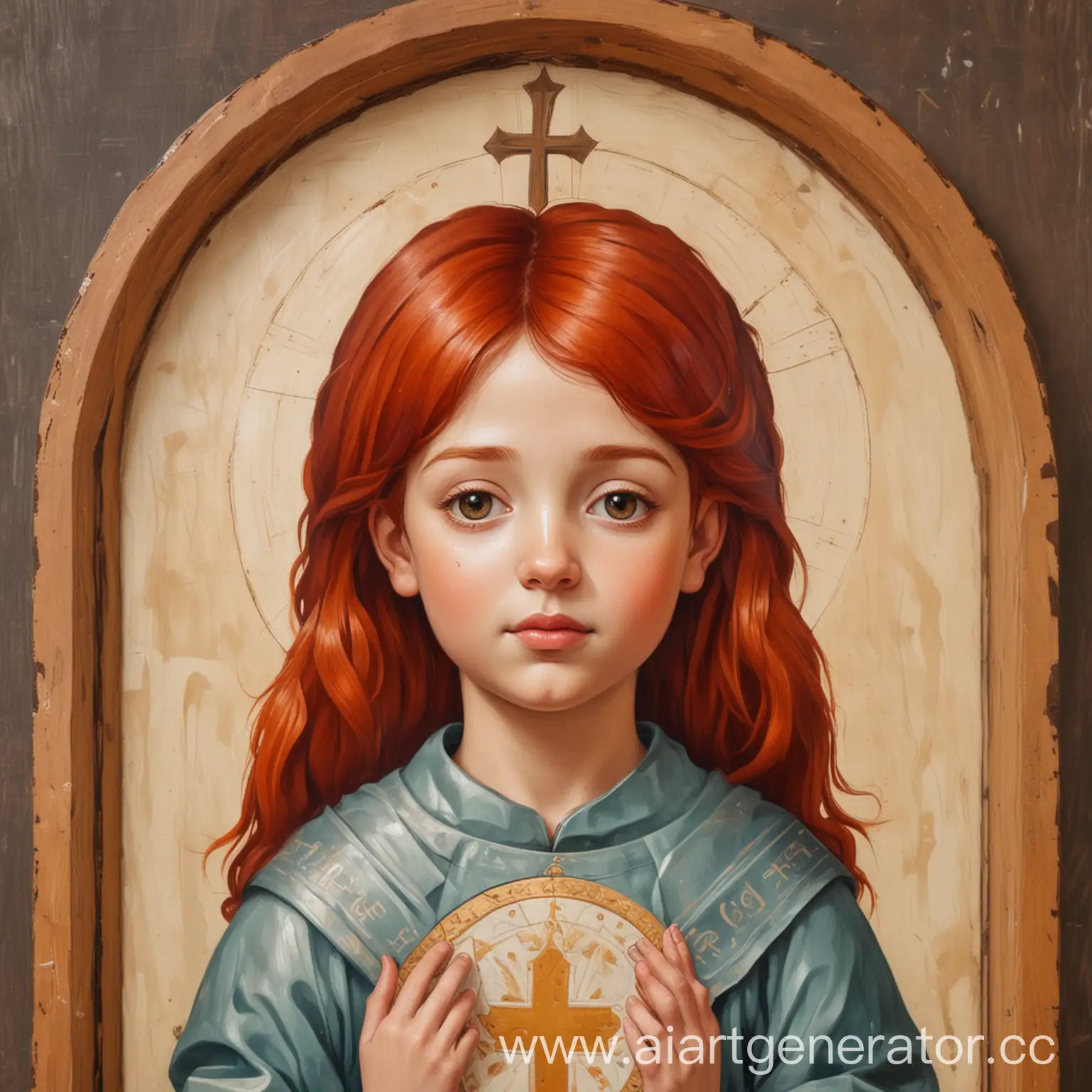 RedHaired-Girl-Standing-by-Church-Icon