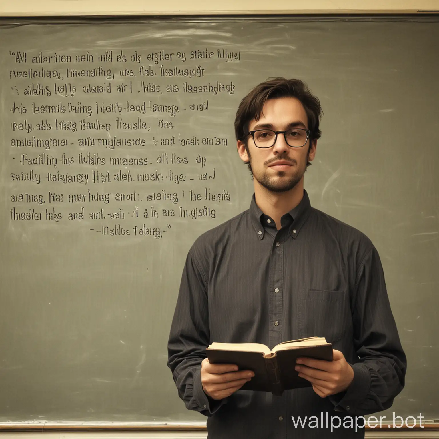 An American male teacher was introducing himself, telling about his family, his education and his work, and mentioning that he had kept up his hobbies of listening to music and reading books. 