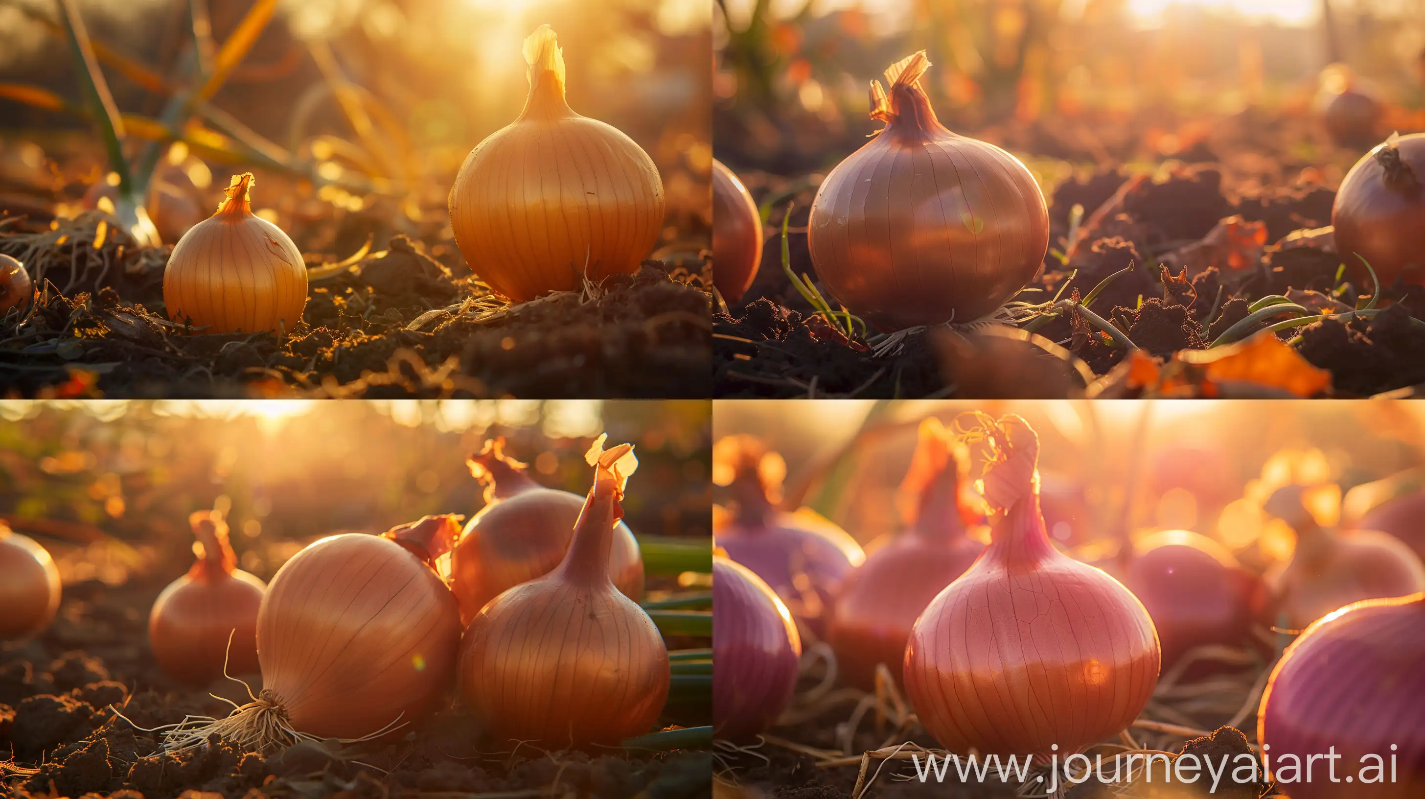High detailed photo capturing a Onion, Patterson Hybrid. The sun, casting a warm, golden glow, bathes the scene in a serene ambiance, illuminating the intricate details of each element. The composition centers on a Onion, Patterson Hybrid. ‘Patterson’ is a keeper—the longest-storing onion you can find. Well into winter, delight in the lasting bounty of straw-colored, globe-shaped 3 ½-4” bulbs with sweet, mildly pungent yellow flesh. Long after other onion varieties have gone soft, ‘Patterso. The image evokes a sense of tranquility and natural beauty, inviting viewers to immerse themselves in the splendor of the landscape. --ar 16:9 