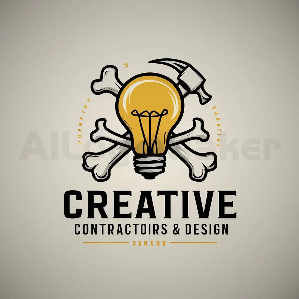 a logo design,with the text "Creative Contractors & Design", main symbol:Light Bulb with a hammer and nail crossing behind , skull and crossbones,Moderate,clear background