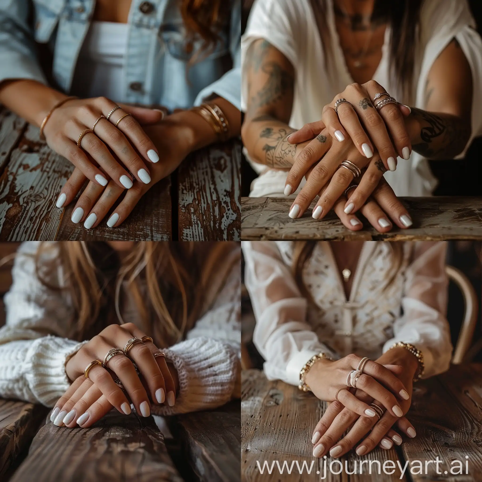 CloseUp-of-Elegant-Womens-Hands-with-White-Gel-Nail-Polish-and-Multiple-Rings