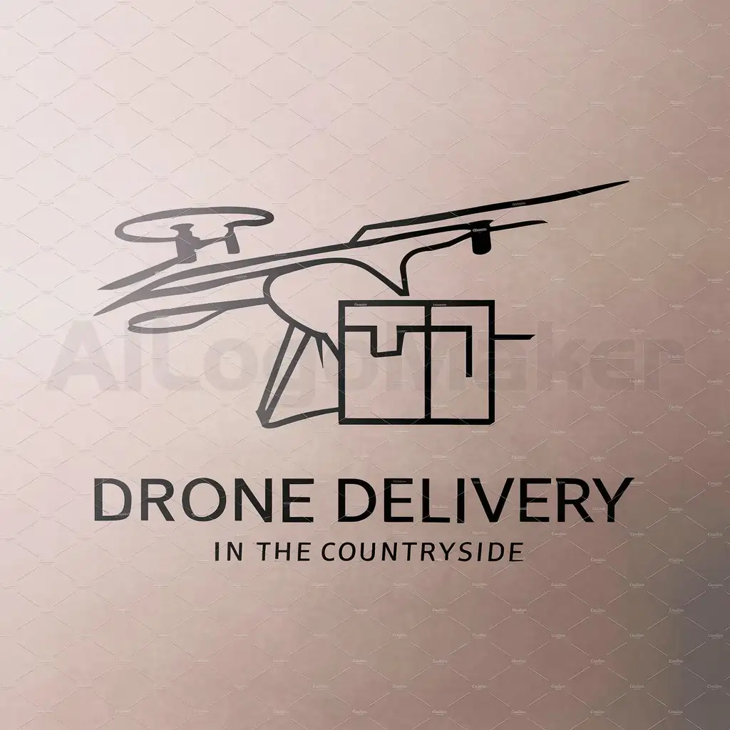 a logo design,with the text "drone delivery", main symbol:fixed wing drone, courier box, countryside, minimalistic,Minimalistic,be used in Internet industry,clear background