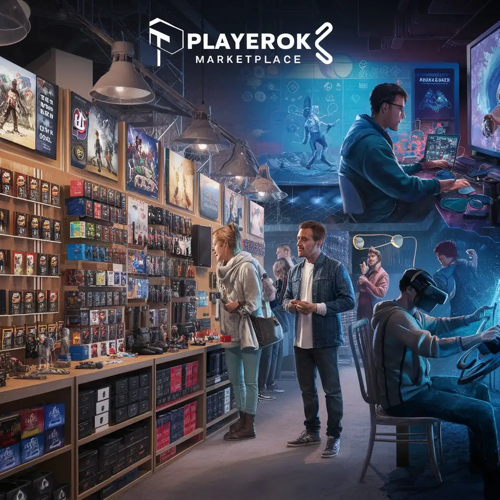 Нарисуй как в реальности будет выглядеть Playerok- маркетплейс игровых товаров и услуг