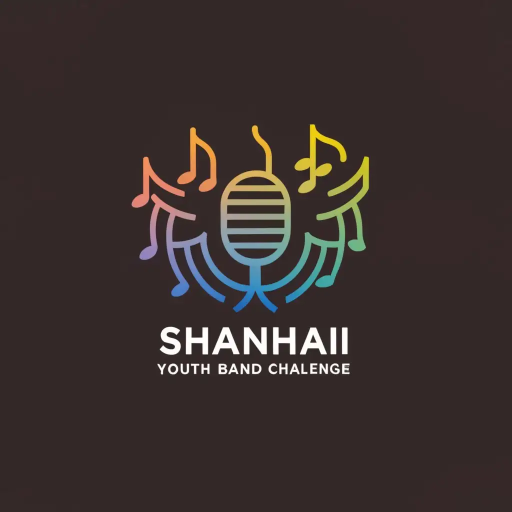 a logo design,with the text "Shanghai Youth Band Challenge", main symbol:Microphone, notes, Shanghai,Moderate,be used in Entertainment industry,clear background