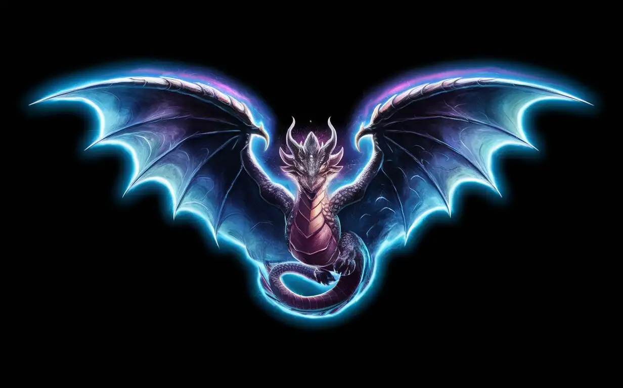 logo, dragon, aurora, black empty background