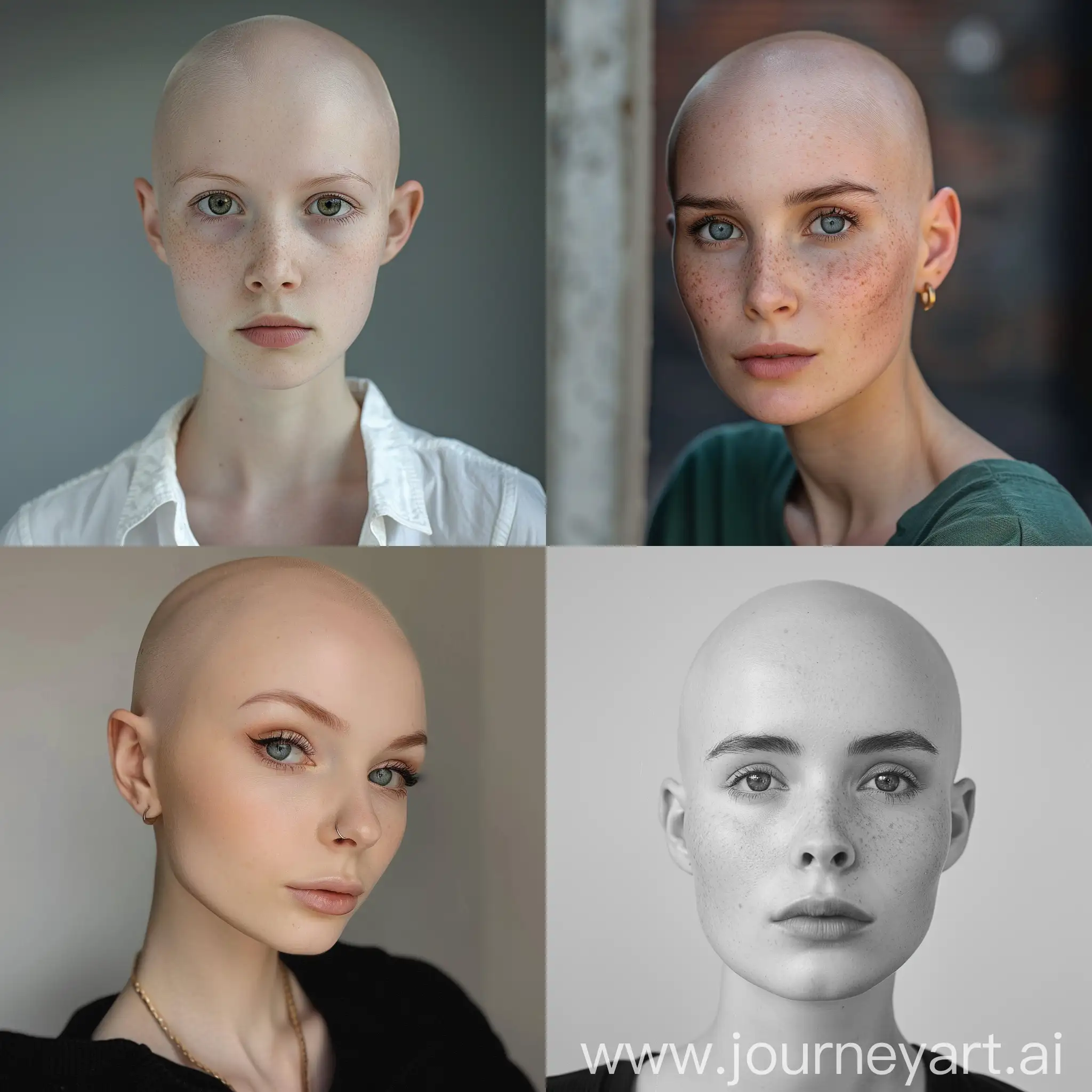 Full face photo of bald girl