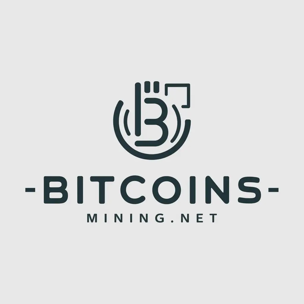 a logo design,with the text "Bitcoins-Mining.net", main symbol:All about cryptocurrencies,Minimalistic,be used in Finance industry,clear background