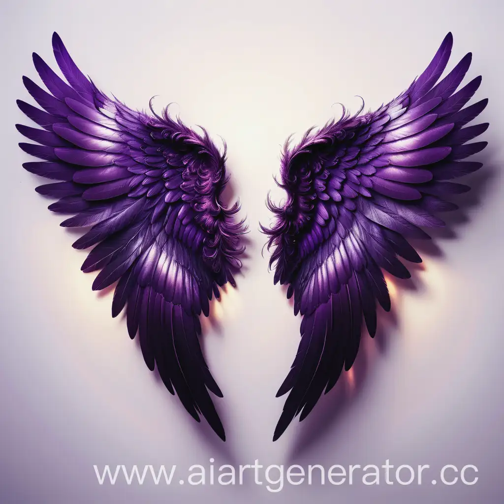 Шикарные ангельские темно фиолетовые крылья на светлом фоне