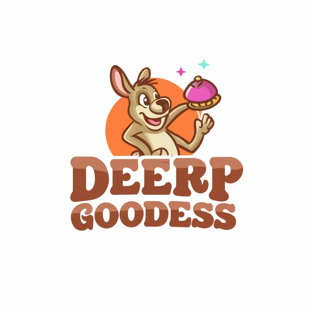 LOGO-Design-For-Derp-Goodies-Cheerful-Kangaroo-Emblem-for-Retail-Branding