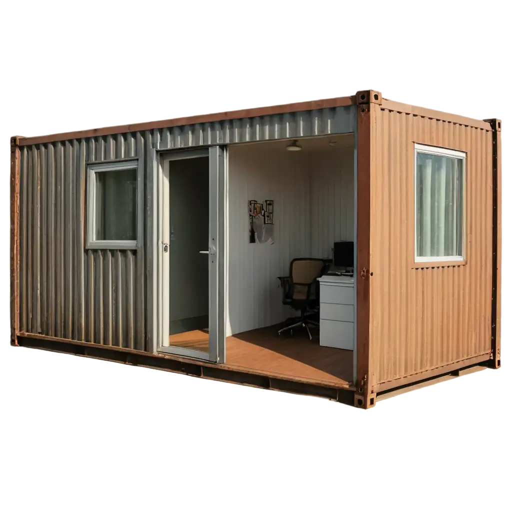 office is made of shipping containers. modern design. very detailled and presicion. high resolution