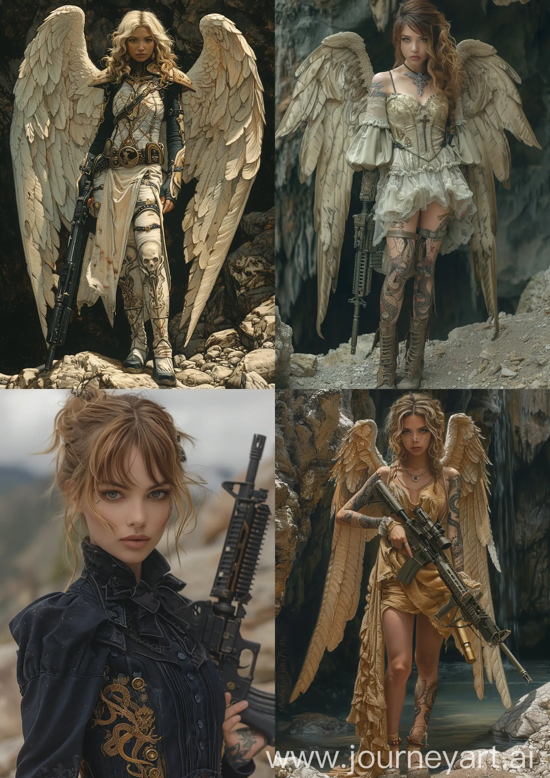 Victorian-Futuristic-Female-Angels-Warriors-with-Kalashnikovs