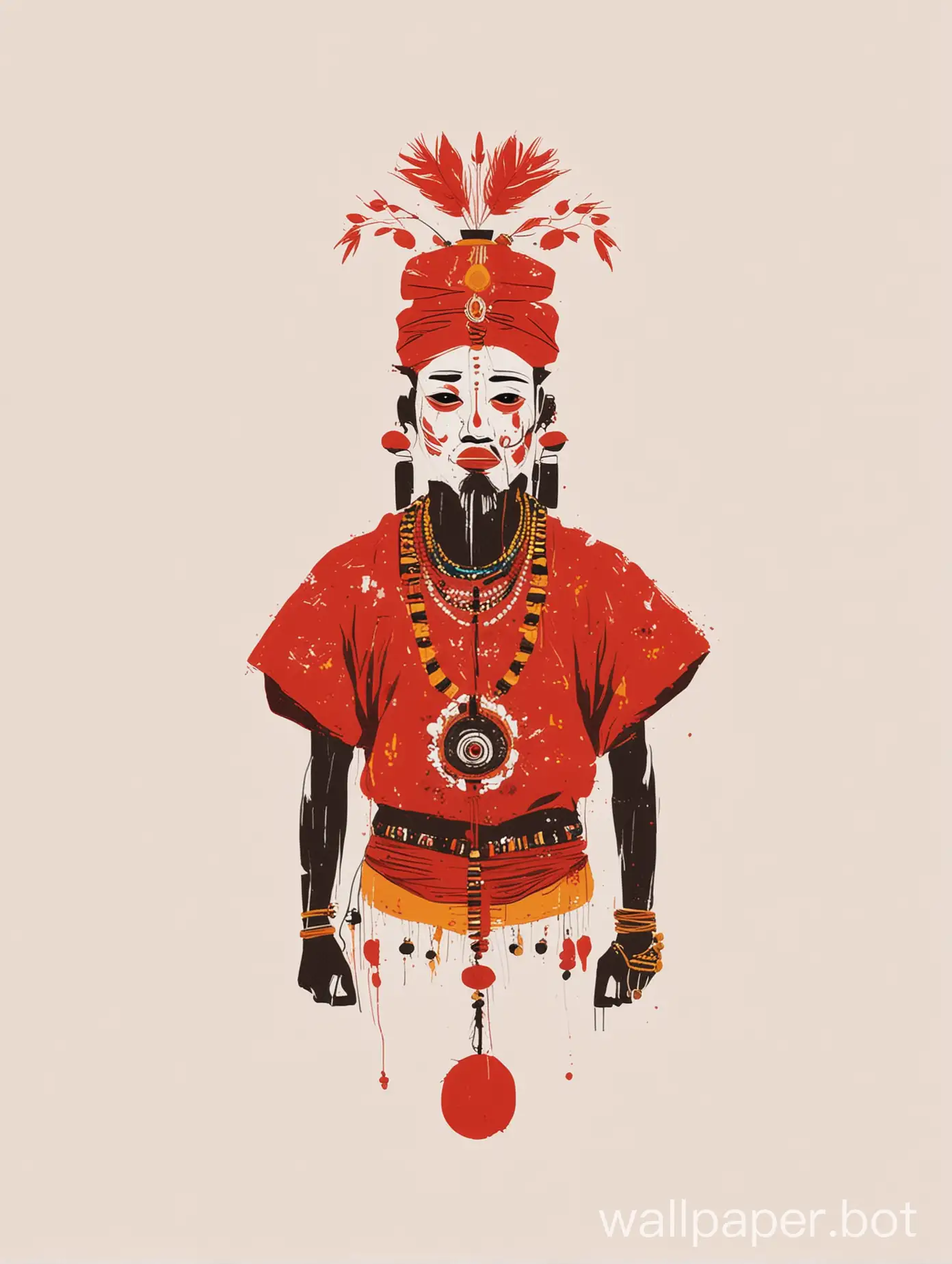 Shango, minimalist illustration, white background