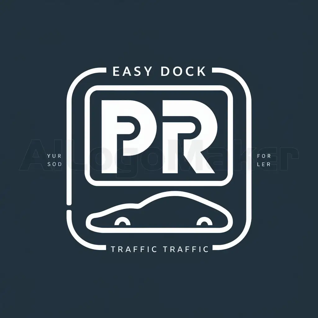 LOGO-Design-for-Easy-Dock-Professional-Deep-Blue-Frame-with-Cleverly-Integrated-P-and-R-Letters-and-Simple-Car-Outline